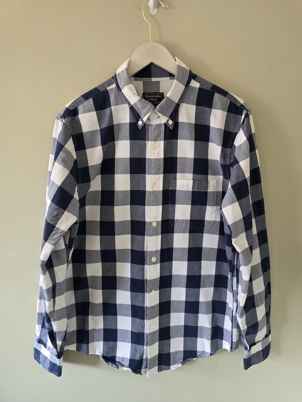 NWOT Abercrombie & Fitch L Preppy Country Casual Check Oxford Button Down Shirt
